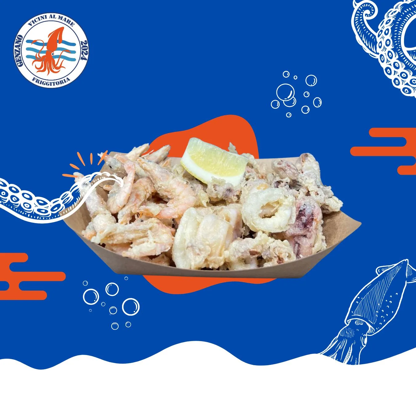 Cartoccio LARGE Gamberi, Calamari e Moscardini