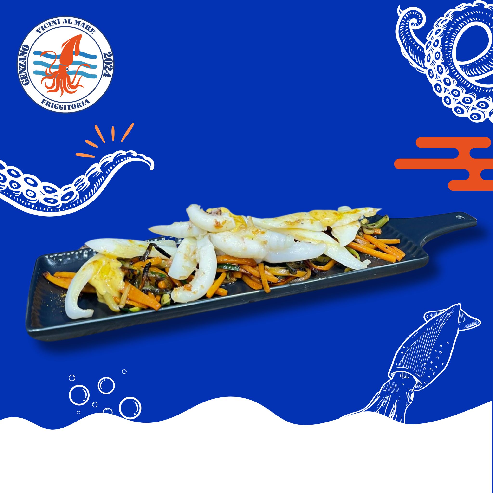 SEPPIA ALLA PIASTRA CON VERDURE AL WOK